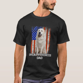 ピレネー素晴らしズドッグパパ父デイアメリカ国旗 Tシャツ