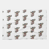 ピレネー素晴らしズドッグブリードジオのシルエットプレイド キッチンタオル (横)