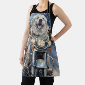ピレネー素晴らしズドッグライディングオートバイクリスマス エプロン (インサイチュ)