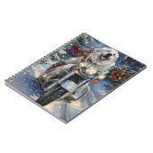 ピレネー素晴らしズドッグライディングオートバイクリスマス ノートブック (左側)