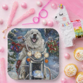 ピレネー素晴らしズドッグライディングオートバイクリスマス ペーパープレート (パーティー)