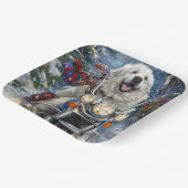 ピレネー素晴らしズドッグライディングオートバイクリスマス ペーパープレート (傾斜あり)