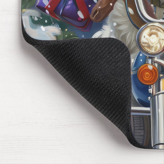 ピレネー素晴らしズドッグライディングオートバイクリスマス マウスパッド (コーナー)