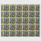 ピレネー素晴らしズドッグ春の花絵を描ズ ラッピングペーパー (フラット)