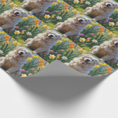 ピレネー素晴らしズドッグ春の花絵を描ズ ラッピングペーパー (角)