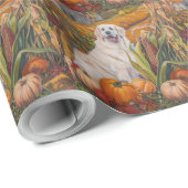 ピレネー素晴らしズドッグ秋の収穫感謝祭 ラッピングペーパー (ロールコーナー)