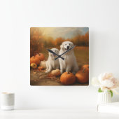 ピレネー素晴らしズパピーオータムデライトカボチャ スクエア壁時計 (ホーム)