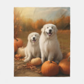 ピレネー素晴らしズパピーオータムデライトカボチャ フリースブランケット (正面)