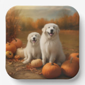 ピレネー素晴らしズパピーオータムデライトカボチャ ペーパープレート (正面)