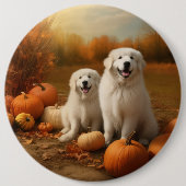 ピレネー素晴らしズパピーオータムデライトカボチャ 缶バッジ (正面)