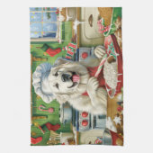 ピレネー素晴らしズホリデーベーキング:フェスティバルクリスマス キッチンタオル (縦)