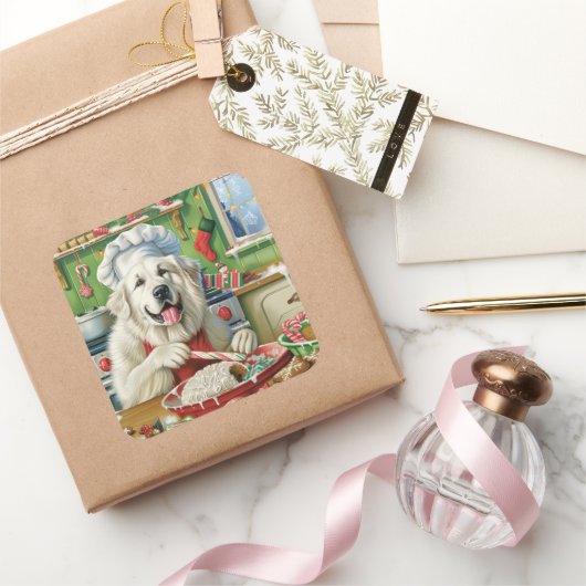 ピレネー素晴らしズホリデーベーキング:フェスティバルクリスマス スクエアシール (ギフト)