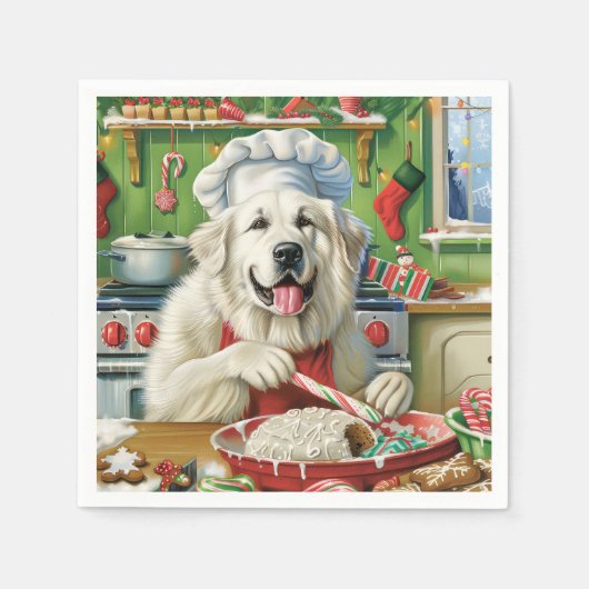 ピレネー素晴らしズホリデーベーキング:フェスティバルクリスマス スタンダードカクテルナプキン (正面)