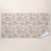 ピレネー素晴らしズポーズと骨ビーチタオル ビーチタオル (正面)