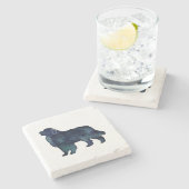 ピレネー素晴らしズ犬のシルエット水色 ストーンコースター (横)
