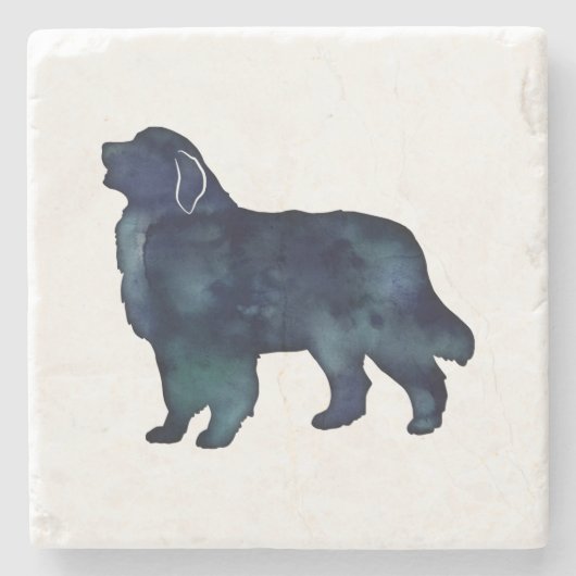 ピレネー素晴らしズ犬のシルエット水色 ストーンコースター (正面)