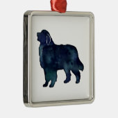 ピレネー素晴らしズ犬のシルエット水色 メタルオーナメント (右)
