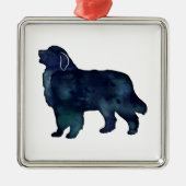 ピレネー素晴らしズ犬のシルエット水色 メタルオーナメント (正面)