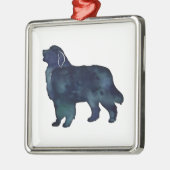 ピレネー素晴らしズ犬のシルエット水色 メタルオーナメント (左)