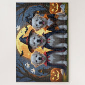 ピレネー素晴らしドッグスパンプキンハロウィンおもしろい ジグソーパズル (縦)