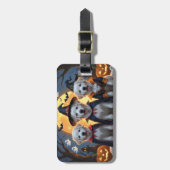 ピレネー素晴らしドッグスパンプキンハロウィンおもしろい ラゲッジタグ (正面縦)