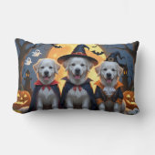 ピレネー素晴らしドッグスパンプキンハロウィンおもしろい ランバークッション (正面)