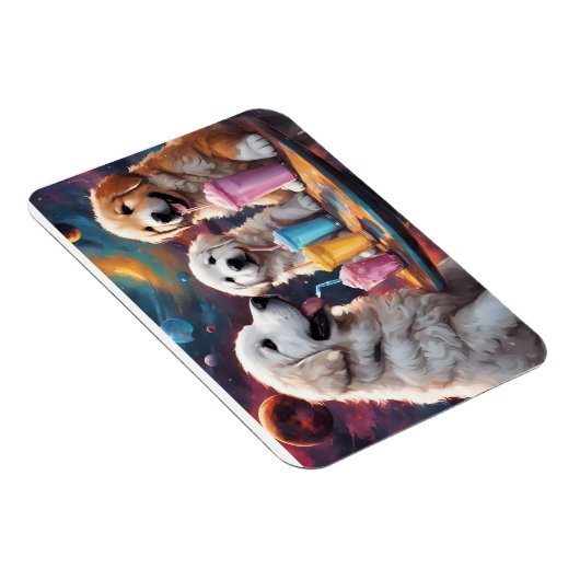 ピレネー素晴らしママとミルクシェイクの子犬 マグネット (右側)