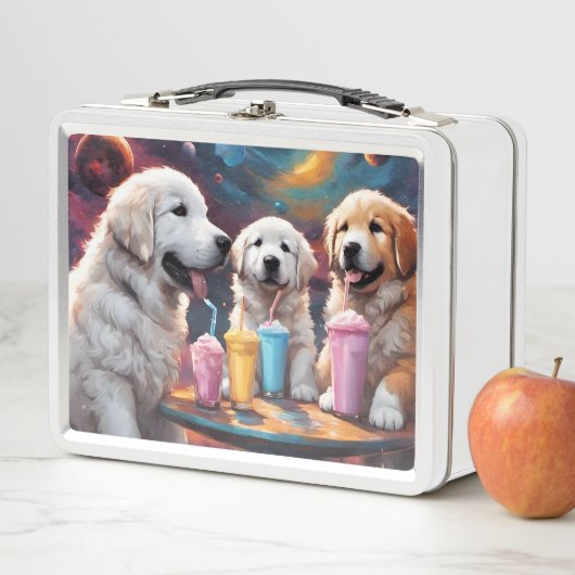 ピレネー素晴らしママとミルクシェイクの子犬 メタルランチボックス (インサイチュ)