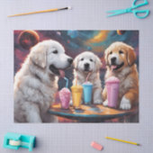 ピレネー素晴らしママとミルクシェイクの子犬 薄葉紙 (クラフト)