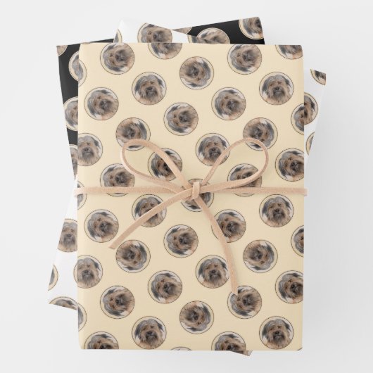 ピレネー絵を描アン・シェパードの長い毛に覆われた犬の芸術 ラッピングペーパーシート (インサイチュ)