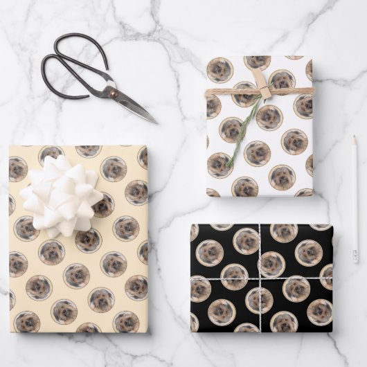 ピレネー絵を描アン・シェパードの長い毛に覆われた犬の芸術 ラッピングペーパーシート (正面)