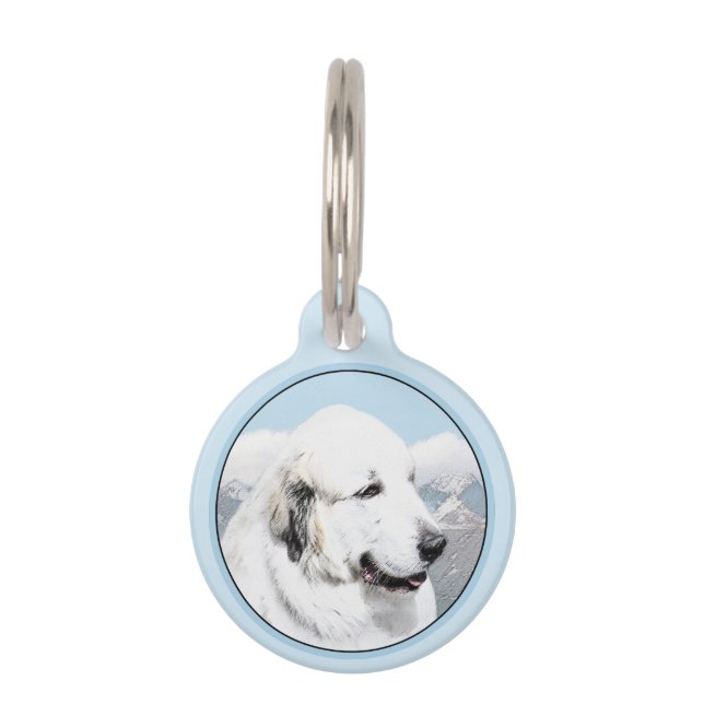 ピレネ素晴らしーズ絵画ズ-オリジナルドッグアート ペット　ネームタグ (正面)