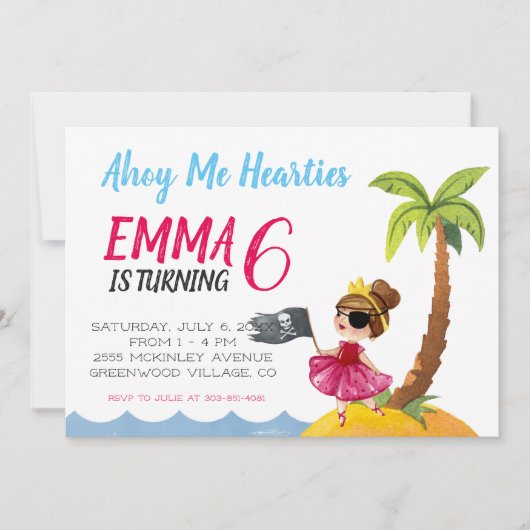 ピレートクイーンパーティの招待状 招待状 (正面)