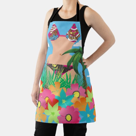 ピレートビキニハワイアン熱帯花ヤシの木 エプロン (インサイチュ)