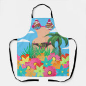 ピレートビキニハワイアン熱帯花ヤシの木 エプロン (正面)