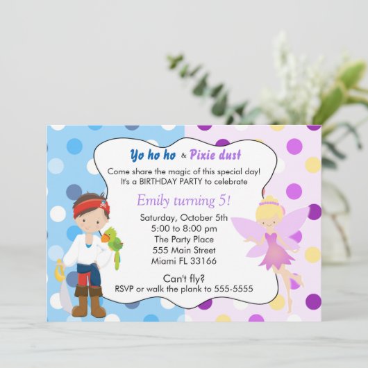 ピレートフェアリー誕生日招待状 招待状 (スタンド正面)