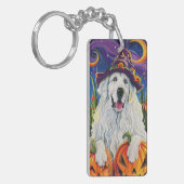 ピレ不気味ネー素晴らしドッグハロウィンウィッチカボチャ キーホルダー (正面左)