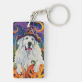 ピレ不気味ネー素晴らしドッグハロウィンウィッチカボチャ キーホルダー (裏面)