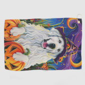 ピレ不気味ネー素晴らしドッグハロウィンウィッチカボチャ ゴルフタオル (横)