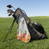 ピレ不気味ネー素晴らしドッグハロウィンウィッチカボチャ ゴルフタオル (グリーン)