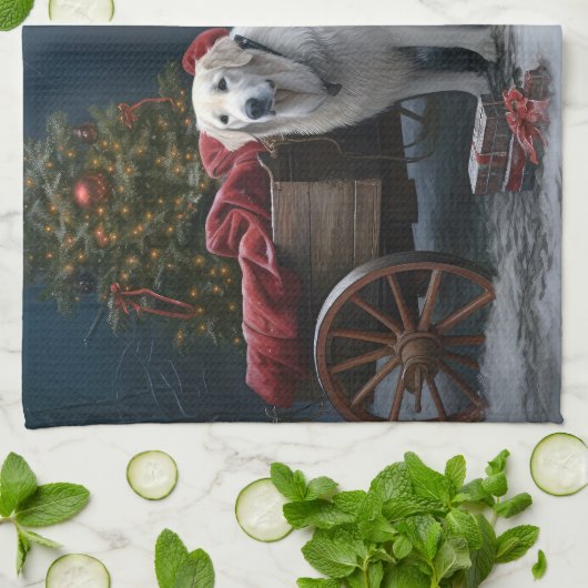 ピレ素晴らしネーススノースイクリスマスデコール キッチンタオル (折り畳み)