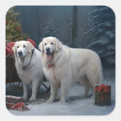 ピレ素晴らしネーススノースイクリスマスデコール スクエアシール (正面)