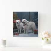 ピレ素晴らしネーススノースイクリスマスデコール スクエア壁時計 (ホーム)