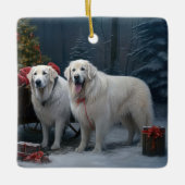 ピレ素晴らしネーススノースイクリスマスデコール セラミックオーナメント (正面)