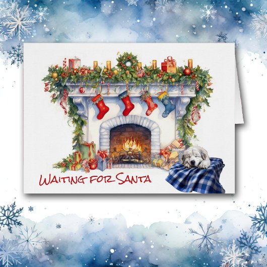 ピレ素晴らしネー子犬の暖炉サンタ待ち