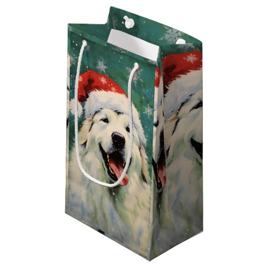 ピレ素晴らしネー犬のクリスマスブ絵を描ラシの塔 スモールペーパーバッグ (正面アングル)