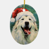 ピレ素晴らしネー犬のクリスマスブ絵を描ラシの塔 セラミックオーナメント (正面)