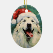 ピレ素晴らしネー犬のクリスマスブ絵を描ラシの塔 セラミックオーナメント (裏面)