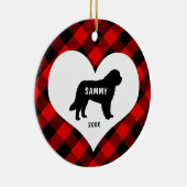 ピレ素晴らしネー犬の品種の名前+日付レッドプレイド セラミックオーナメント (右)