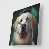 ピレ素晴らしネー犬の聖パトリックの日のドレス スクエア壁時計 (傾斜)